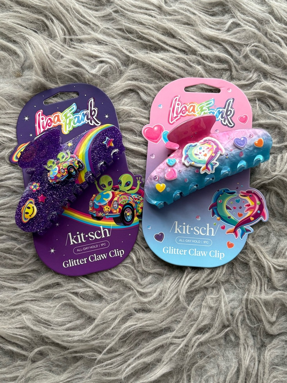Kitsch x Lisa Frank glitter claw clips lot of 2 NWT